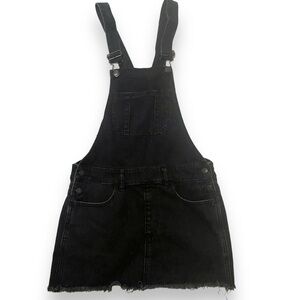 American Eagle Outfitters XS Black Skirt Overalls Dress Casual Fringe Hem Mini